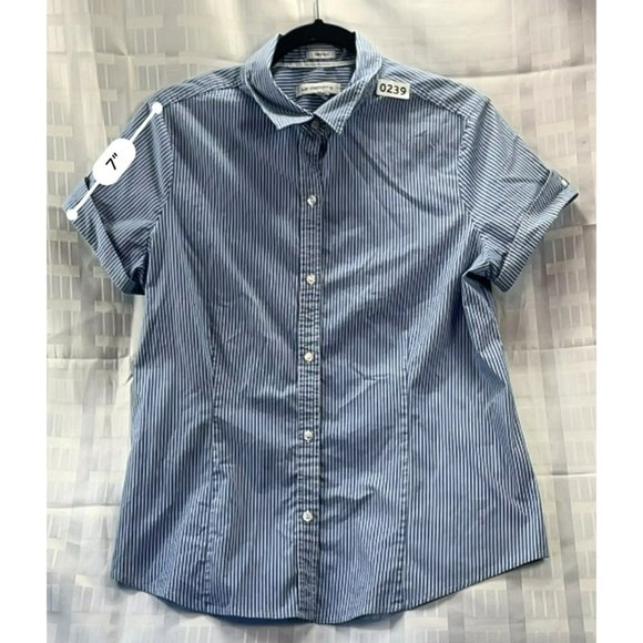 LIZ CLAIBORNE, Women SHIRT, BUTTON DOWN, SHORT sleeve, COLOR BLUE, SIZE S - Picture 5 of 9